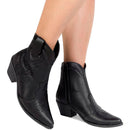 Bota Texana Feminina Western Cano Curto Salto Médio Bordada Olzzy