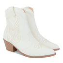 Bota Texana Feminina Western Cano Curto Salto Médio Bordada Olzzy