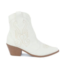 Bota Texana Feminina Western Cano Curto Salto Médio Bordada Olzzy