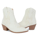 Bota Texana Feminina Western Cano Curto Salto Médio Bordada Olzzy