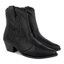 Bota Texana Feminina Western Cano Curto Salto Médio Bordada Olzzy