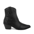Bota Texana Feminina Western Cano Curto Salto Médio Bordada Olzzy