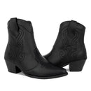 Bota Texana Feminina Western Cano Curto Salto Médio Bordada Olzzy