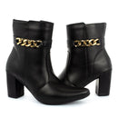 Bota Feminina bico fino salto fashion confortável com corrente