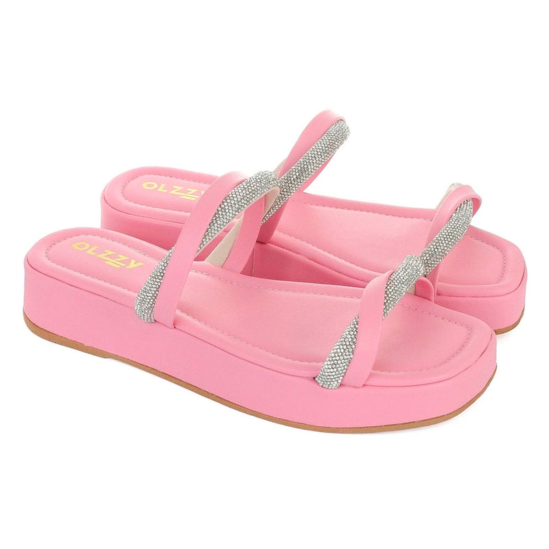 Sandália Birken Flat Chinelo Slide Flatform Feminino Brilho Strass Estilo Moda Conforto