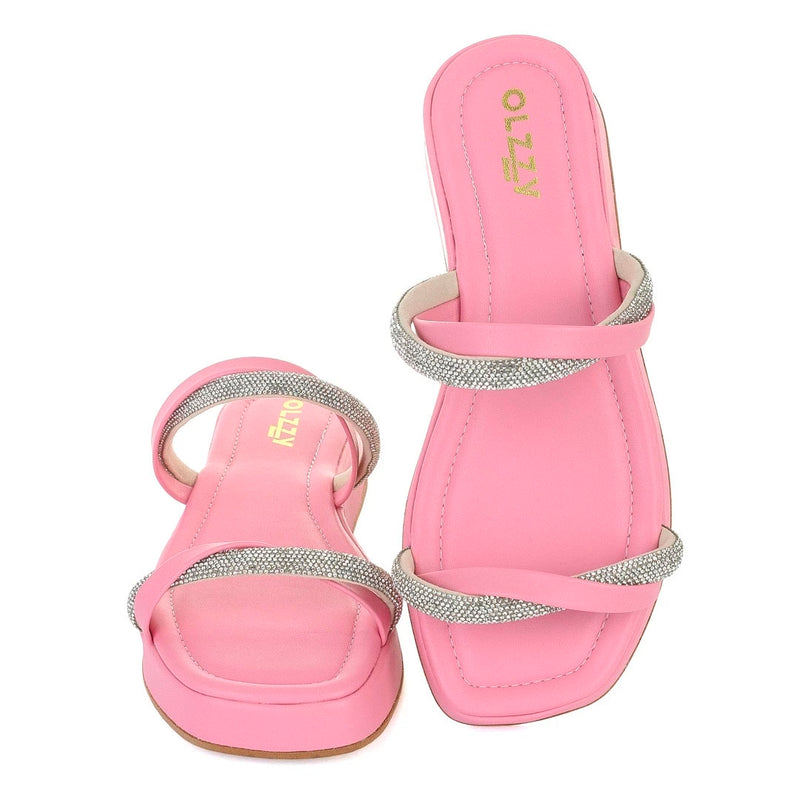 Sandália Birken Flat Chinelo Slide Flatform Feminino Brilho Strass Estilo Moda Conforto