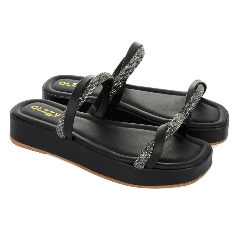 Sandália Birken Flat Chinelo Slide Flatform Feminino Brilho Strass Estilo Moda Conforto