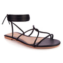 Sandália Feminina Rasteira de Amarrar Tiras Finas
