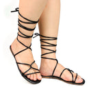 Sandália Feminina Rasteira de Amarrar Tiras Finas