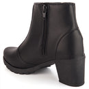 Bota Feminina Olzzy Salto Médio Coturno Cano Curto Detalhe Lateral Metal Confortável Moda Atual