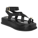 Sandália Feminina Plataforma Flat ABS Dourado Fivela Rasteira Confortável Original Olzzy