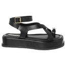 Sandália Feminina Plataforma Flat ABS Dourado Fivela Rasteira Confortável Original Olzzy