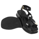 Sandália Feminina Plataforma Flat ABS Dourado Fivela Rasteira Confortável Original Olzzy