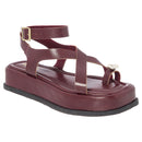 Sandália Feminina Plataforma Flat ABS Dourado Fivela Rasteira Confortável Original Olzzy