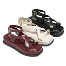 Sandália Feminina Plataforma Flat ABS Dourado Fivela Rasteira Confortável Original Olzzy