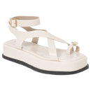 Sandália Feminina Plataforma Flat ABS Dourado Fivela Rasteira Confortável Original Olzzy