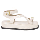 Sandália Feminina Plataforma Flat ABS Dourado Fivela Rasteira Confortável Original Olzzy