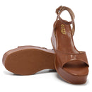 Sandália Anabela Feminina Plataforma Leve Confortável Antiderrapante Preta Caramelo Off White Olzzy