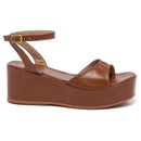 Sandália Anabela Feminina Plataforma Leve Confortável Antiderrapante Preta Caramelo Off White Olzzy