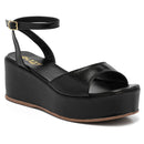 Sandália Anabela Feminina Plataforma Leve Confortável Antiderrapante Preta Caramelo Off White Olzzy