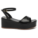 Sandália Anabela Feminina Plataforma Leve Confortável Antiderrapante Preta Caramelo Off White Olzzy