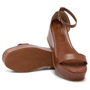 Sandália Feminina Plataforma Anabela 7cm Leve e Confortável Preta Caramelo Off White Olzzy