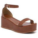 Sandália Feminina Plataforma Anabela 7cm Leve e Confortável Preta Caramelo Off White Olzzy