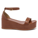Sandália Feminina Plataforma Anabela 7cm Leve e Confortável Preta Caramelo Off White Olzzy