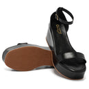 Sandália Feminina Plataforma Anabela 7cm Leve e Confortável Preta Caramelo Off White Olzzy