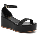 Sandália Feminina Plataforma Anabela 7cm Leve e Confortável Preta Caramelo Off White Olzzy