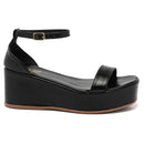 Sandália Feminina Plataforma Anabela 7cm Leve e Confortável Preta Caramelo Off White Olzzy