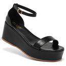 Sandália Feminina Plataforma Anabela 7cm Leve e Confortável Preta Caramelo Off White Olzzy