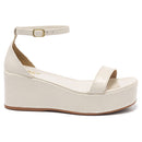 Sandália Feminina Plataforma Anabela 7cm Leve e Confortável Preta Caramelo Off White Olzzy