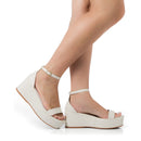 Sandália Feminina Plataforma Anabela 7cm Leve e Confortável Preta Caramelo Off White Olzzy