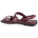 Sandália Rasteira Feminina Detalhe Cravos Dourados Moderno Casual Confortável Tendência Verão Olzzy