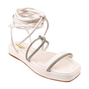 Sandália Feminino Flat Birken Slide Brilho Amarração Delicada Leve