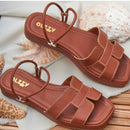 Sandália Feminina Flat Rasteira H Delicada Chinelo Brilho Flatform Moda Conforto