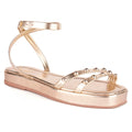 Sandália Feminina Flatform Delicada Rasteira Flat Moda Conforto Leve Brilho