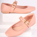 Sapatilha Feminina Bico Redondo Fivela Ilhós Bailarina Confortável Moda