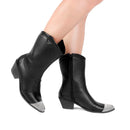 Bota Texana Feminina Western Cano Médio Salto Brilho Olzzy Original