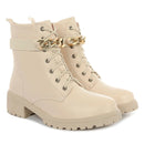 Coturno Feminino Bota Tratorada Salto Baixo Confortável