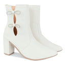 Bota Feminina Bico Fino Salto Fashion Confortável Laço Com Strass