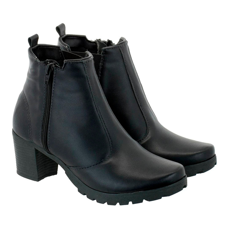 Bota Feminina Coturno Cano Curto Salto Medio Grosso