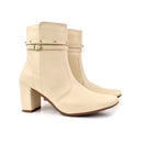 Bota Feminina Bico Fino Salto Alto Bloco Fashion Detalhe Fivela Brilho Confortável Original