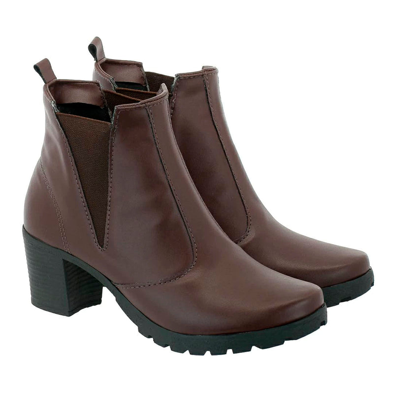 Bota Feminina Coturno Cano Curto Salto Medio Grosso
