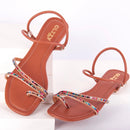 Sandalia Rasteirinha Feminina Pedrarias Flat Tendencia Brilho Strass Moda Verão Confortável