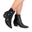 Bota Texana Feminina Western Cano Curto Salto Médio Estrelas