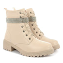 Coturno Feminino Bota Tratorada Salto Baixo Confortável