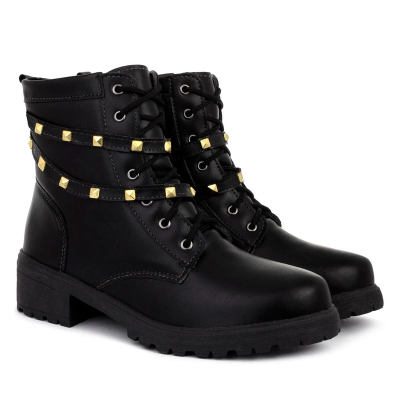 Coturno Feminino Bota Tratorada Salto Baixo Confortável