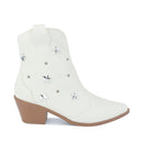 Bota Texana Feminina Western Cano Curto Salto Médio Estrelas